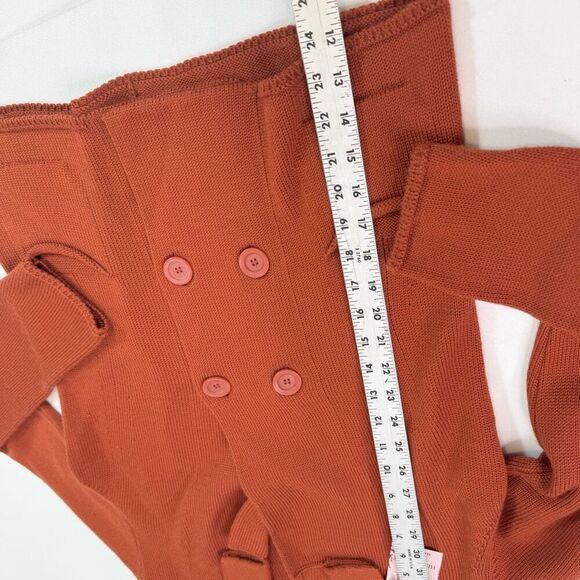 Hekla & Co Sweater Women Medium Cardigan Double Breasted Merino Wool Orange Knit - Picture 6 of 9